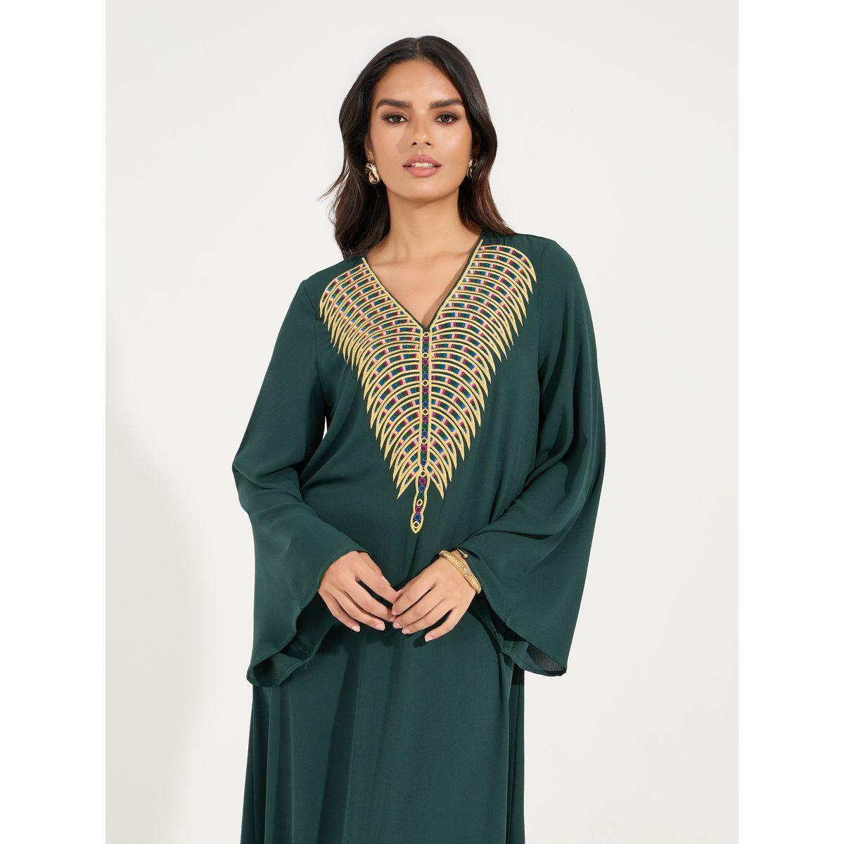 Styli Embroidered V Neck Jalabiya-women-arabicclothing-jalabiyas-image-5