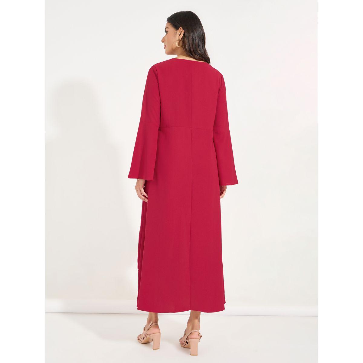 Styli Embroidered Tie-Up Neck Jalabiya-women-arabicclothing-jalabiyas-image-6