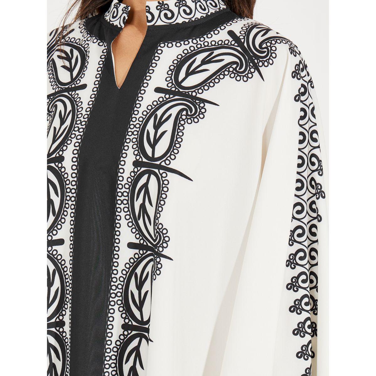Styli Paisley Print Kaftan with Notch Neck-women-arabicclothing-kaftan-image-3