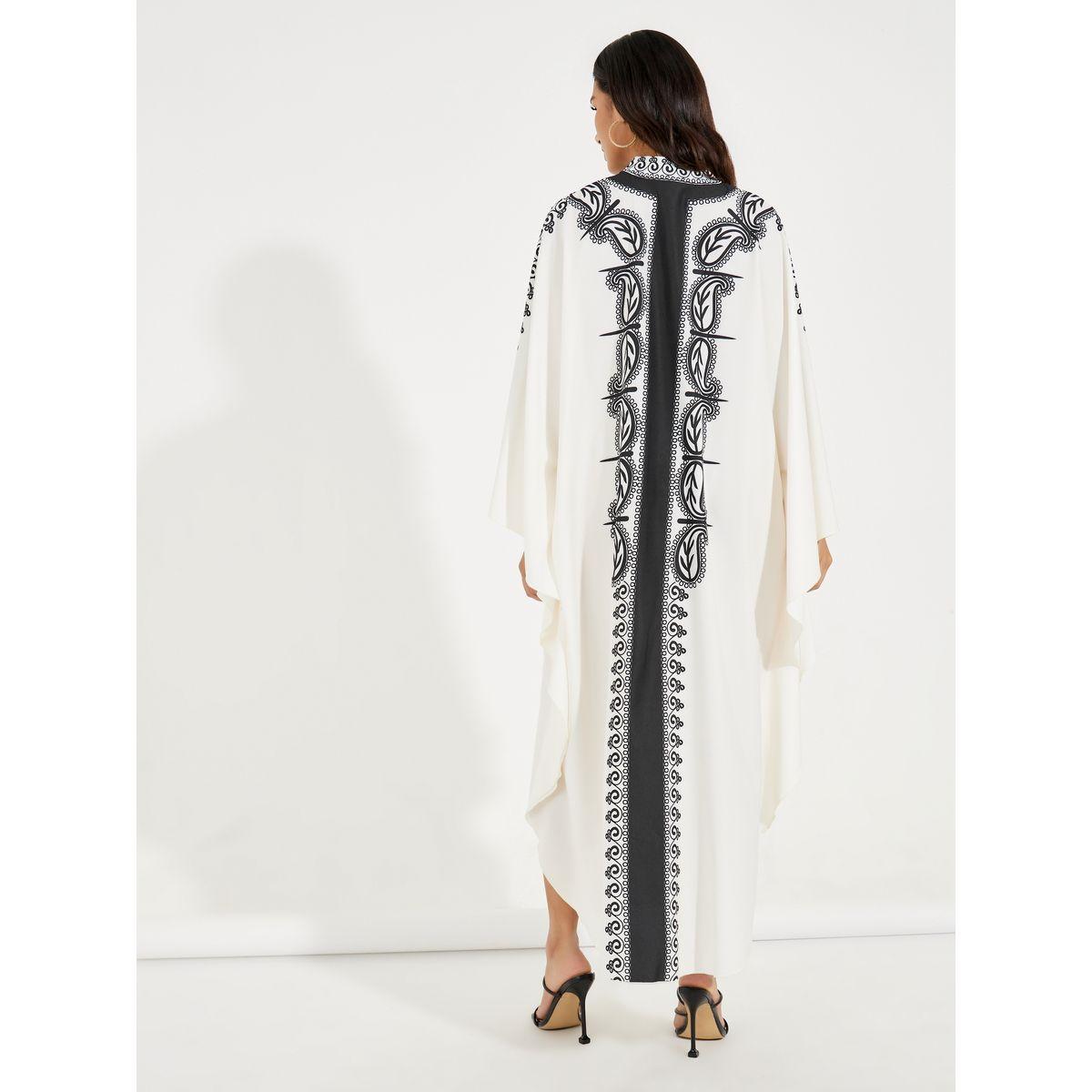 Styli Paisley Print Kaftan with Notch Neck-women-arabicclothing-kaftan-image-6