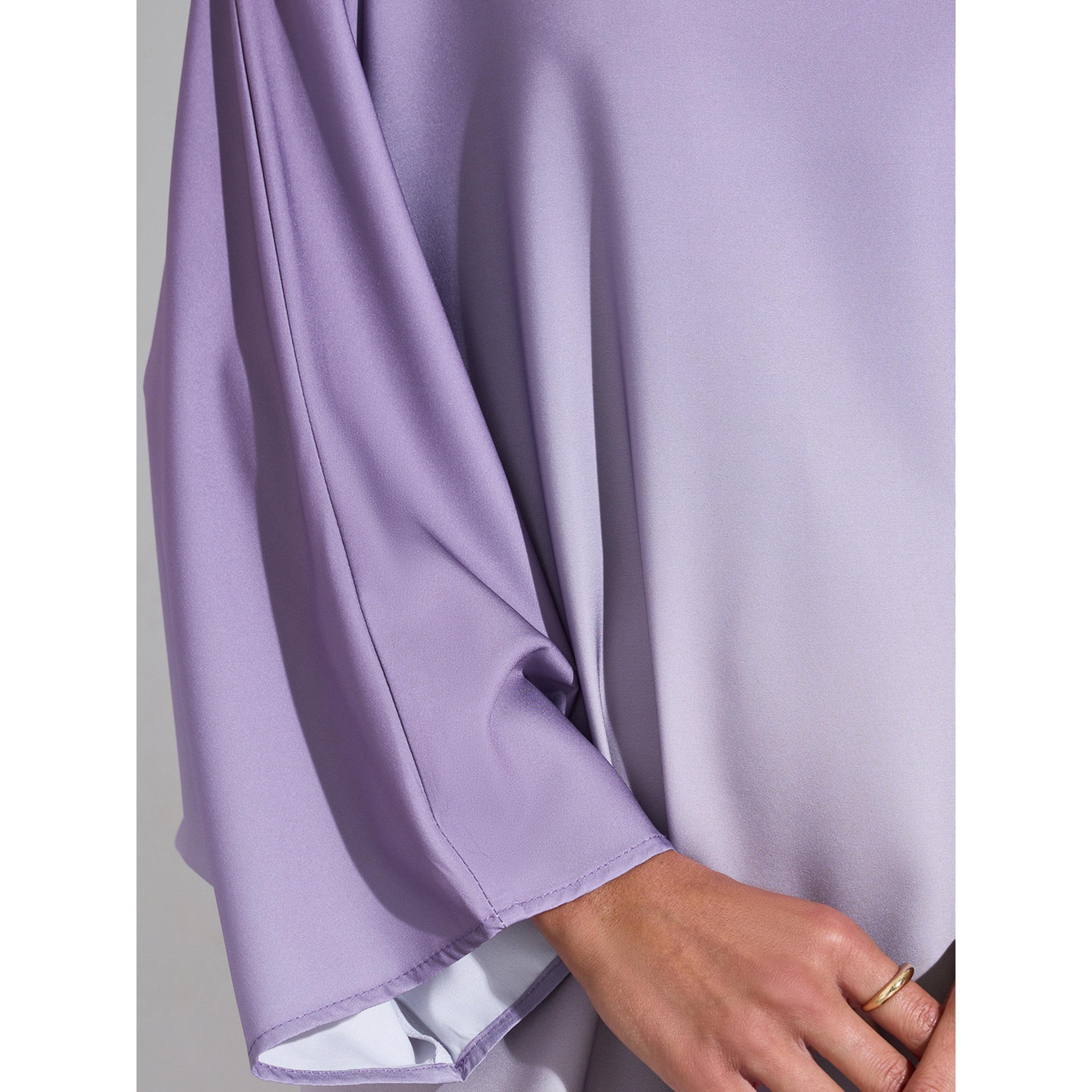 قفطان متعدد الألوان بياقة دائرية وتصميم متباينة الألوان-women-arabicclothing-kaftan-image-5