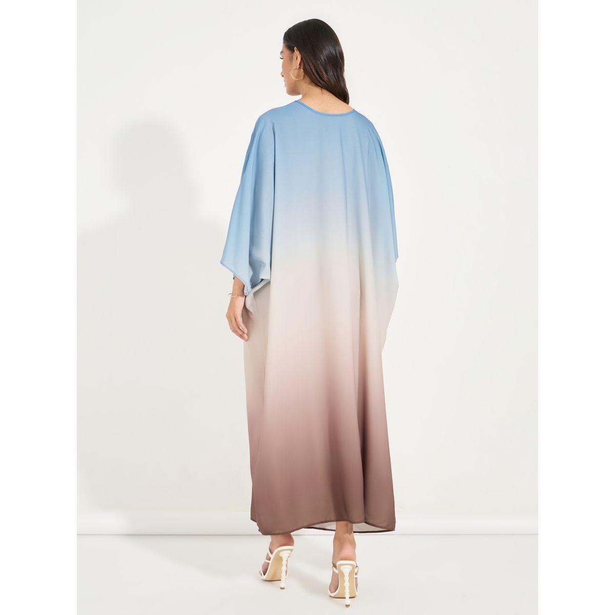 Styli Round Neck Gradient Print Kaftan-women-arabicclothing-kaftan-image-6