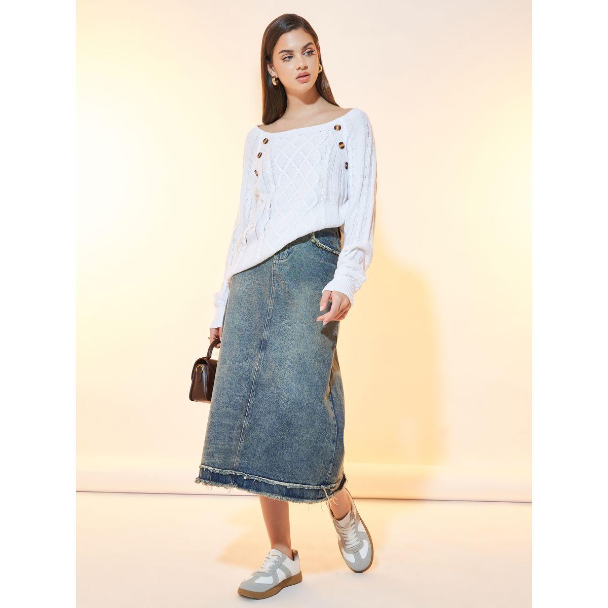Styli Relaxed Fit Cable Knit Sweater with Button Detail-women-winterwear-cardigansandjumpers-jumpers-image-2