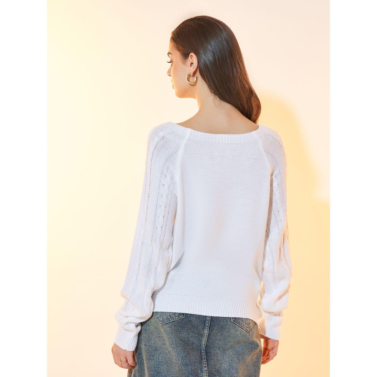 Styli Relaxed Fit Cable Knit Sweater with Button Detail-women-winterwear-cardigansandjumpers-jumpers-image-4