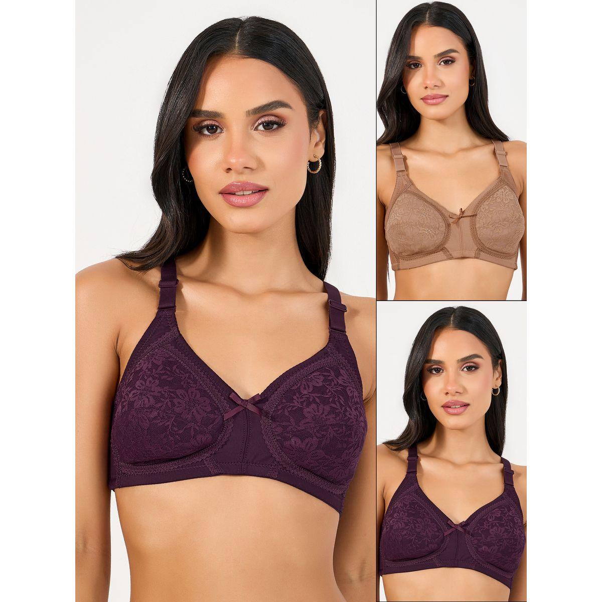 Styli Pack of 2 - Padded Non Wired Lace Cup Full Support Bra-women-clothing-lingerie-bras-image-1