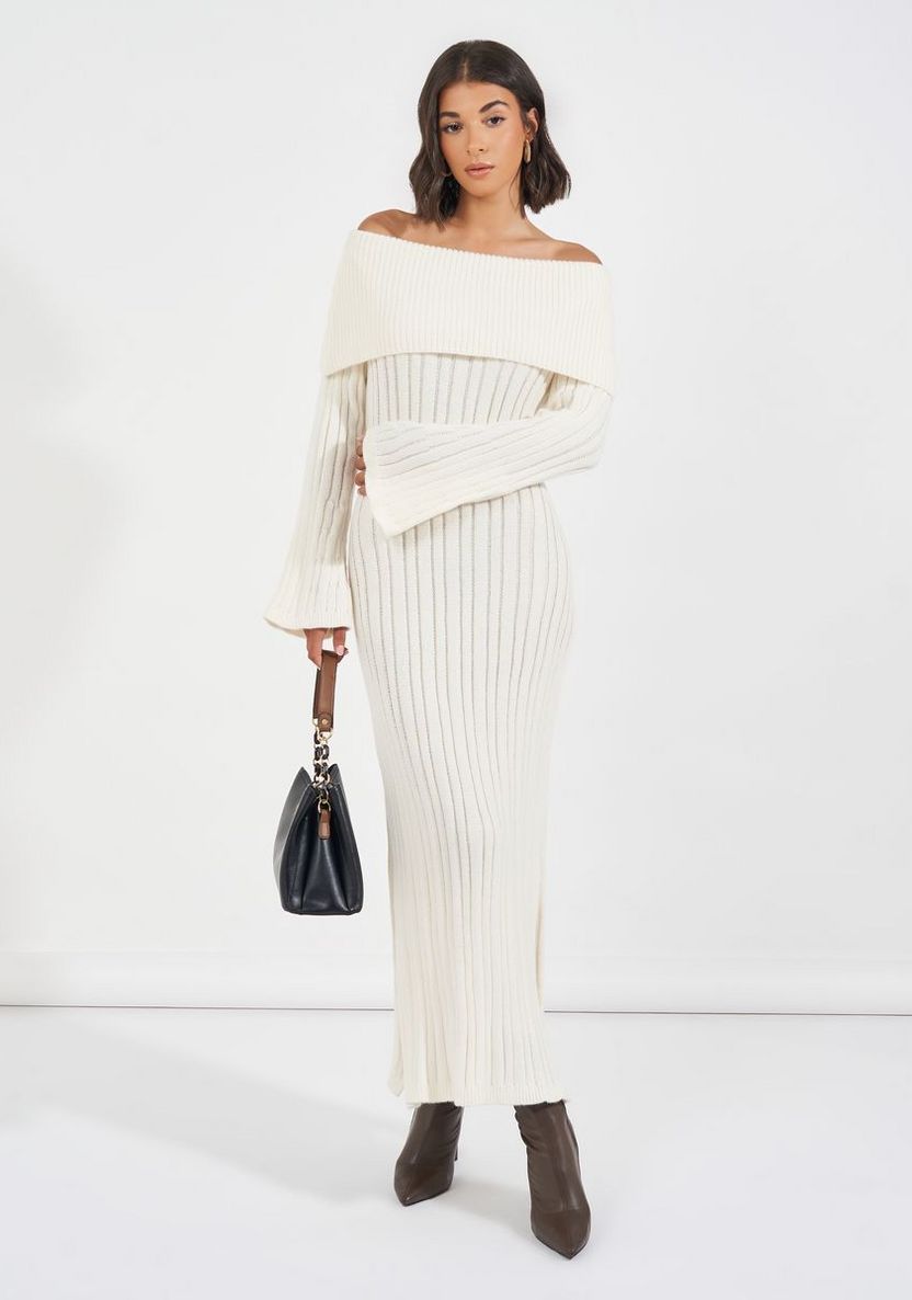 Buy Women’s Styli Limited Off Shoulder Neck Ribbed Knit Sweater