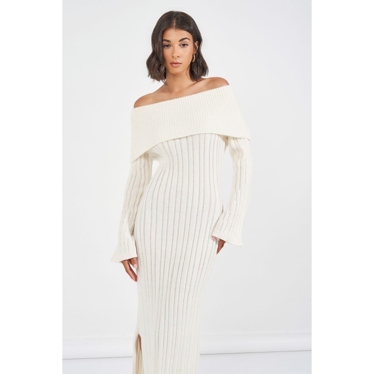 Styli Limited Off Shoulder Neck Ribbed Knit Sweater Midi Dress-women-clothing-dresses-image-5