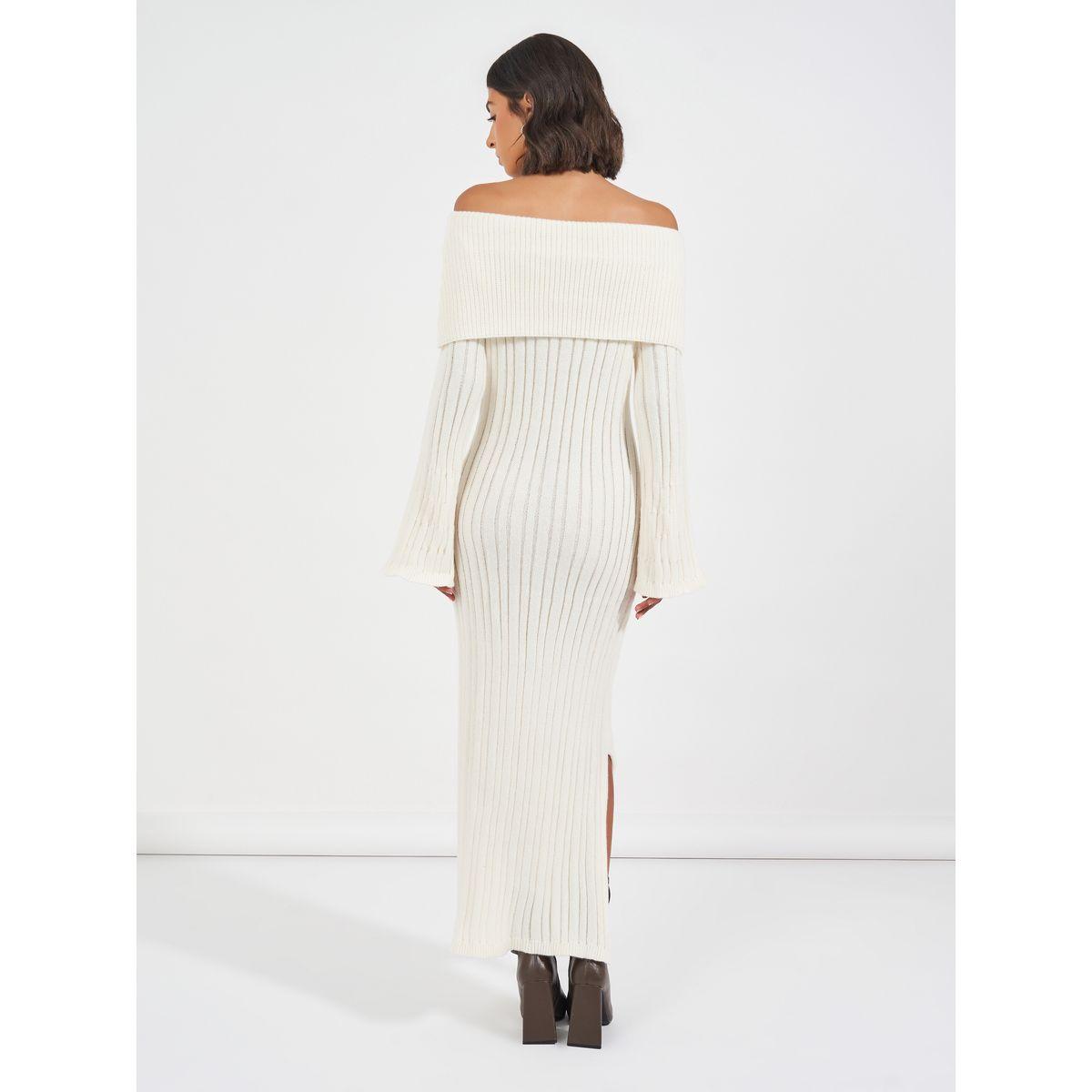 Styli Limited Off Shoulder Neck Ribbed Knit Sweater Midi Dress-women-clothing-dresses-image-6