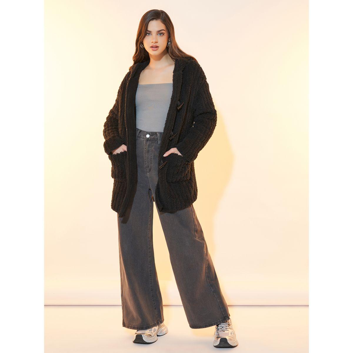 معطف فرو بياقة هودي وجيوب منزلقة-women-winterwear-coatsandjackets-coats-image-2