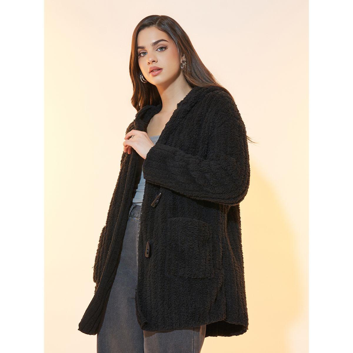 معطف فرو بياقة هودي وجيوب منزلقة-women-winterwear-coatsandjackets-coats-image-4