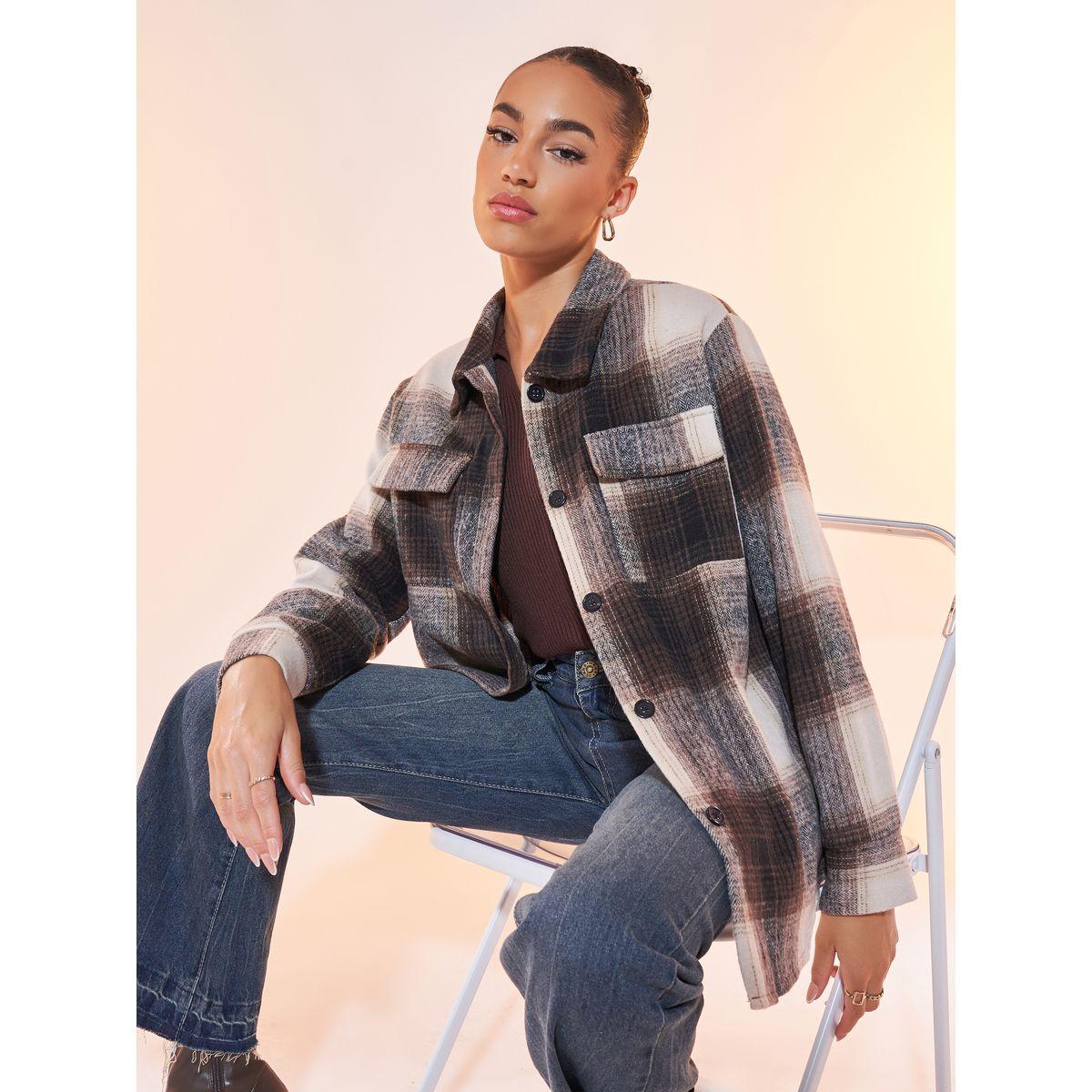 Take Two French Plaid Print Pocket Overcoat-women-winterwear-coatsandjackets-coats-image-1