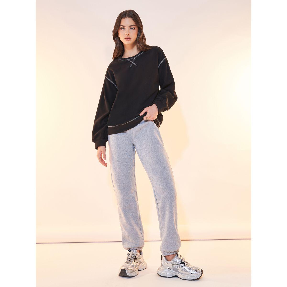 Styli Oversized Slogan Sweatshirt with Overlock Seam Detail-women-winterwear-hoodiesandsweatshirts-sweatshirts-image-3