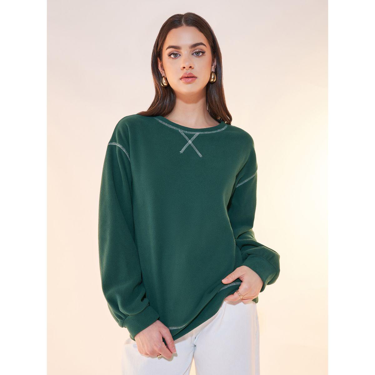 Styli Oversized Slogan Sweatshirt with Overlock Seam Detail-women-winterwear-hoodiesandsweatshirts-sweatshirts-image-2
