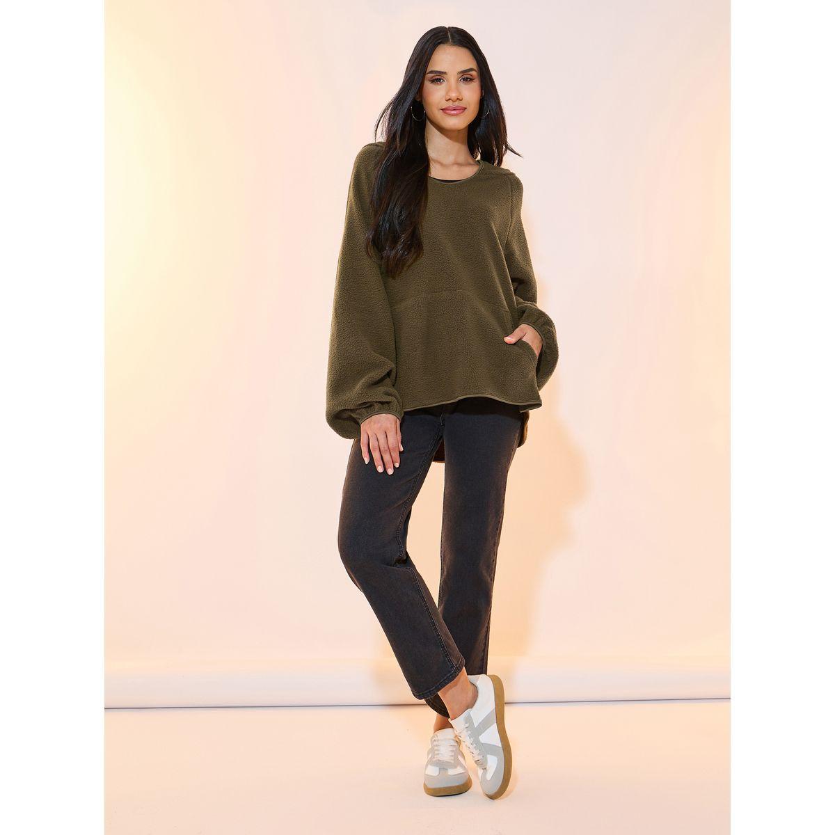 Styli Oversized Drop Hem Fleece Hoodie-women-winterwear-hoodiesandsweatshirts-hoodies-image-2