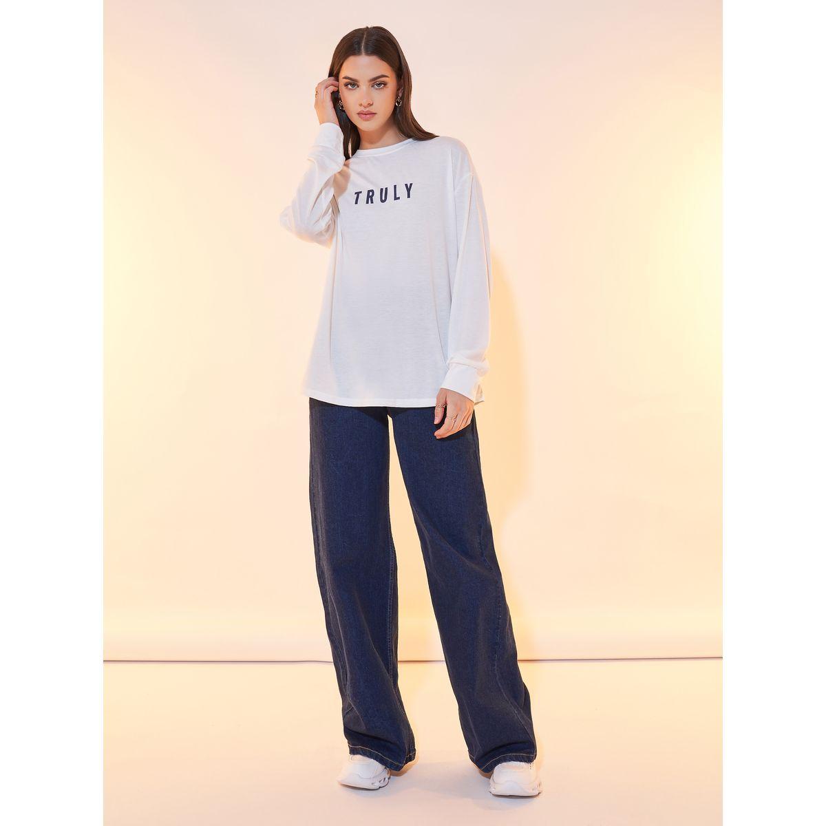 تيشيرت فضفاض مطبع بكتابة-women-clothing-tshirts-image-3