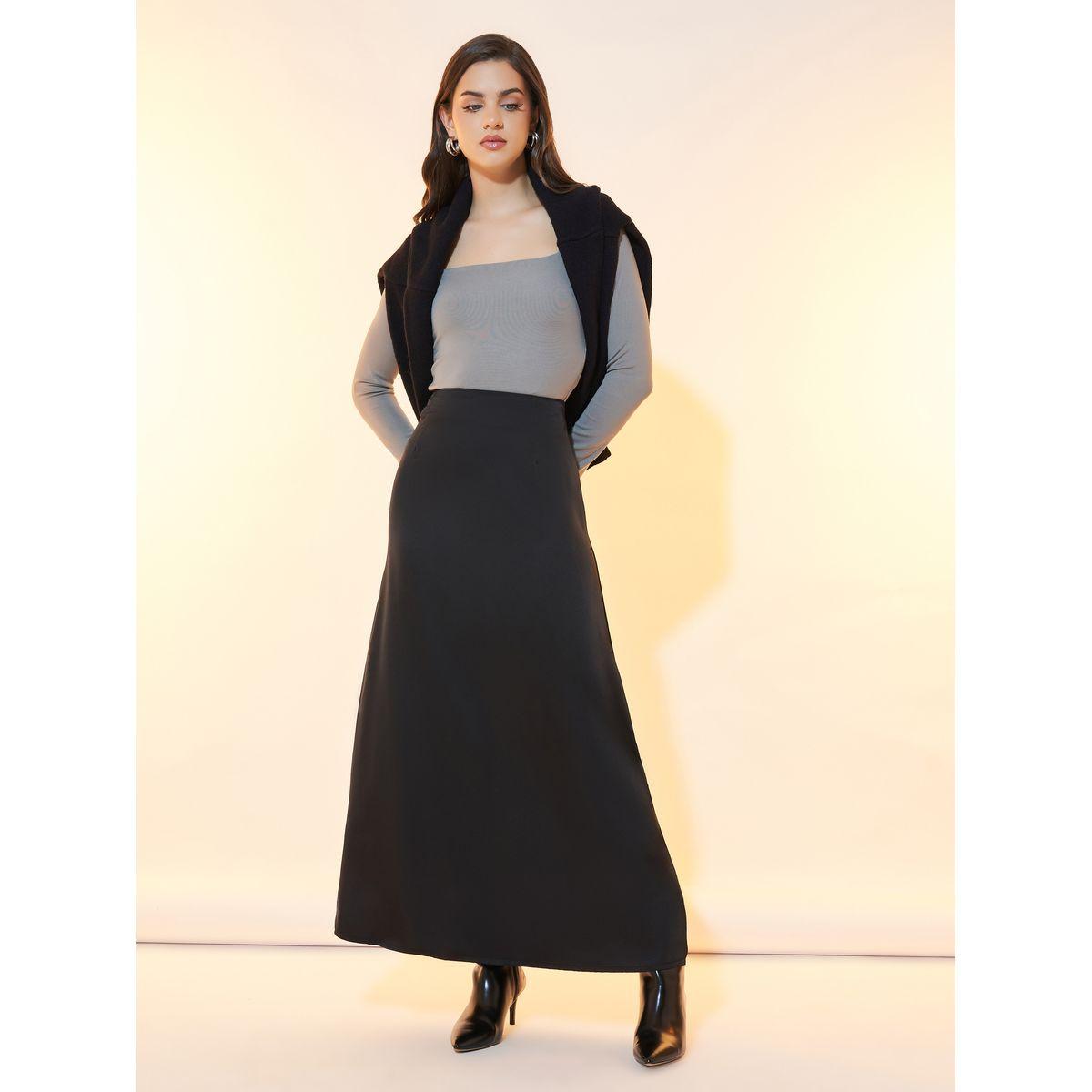 Styli Solid Satin A-Line Maxi Skirt-women-clothing-bottoms-skirts-image-1