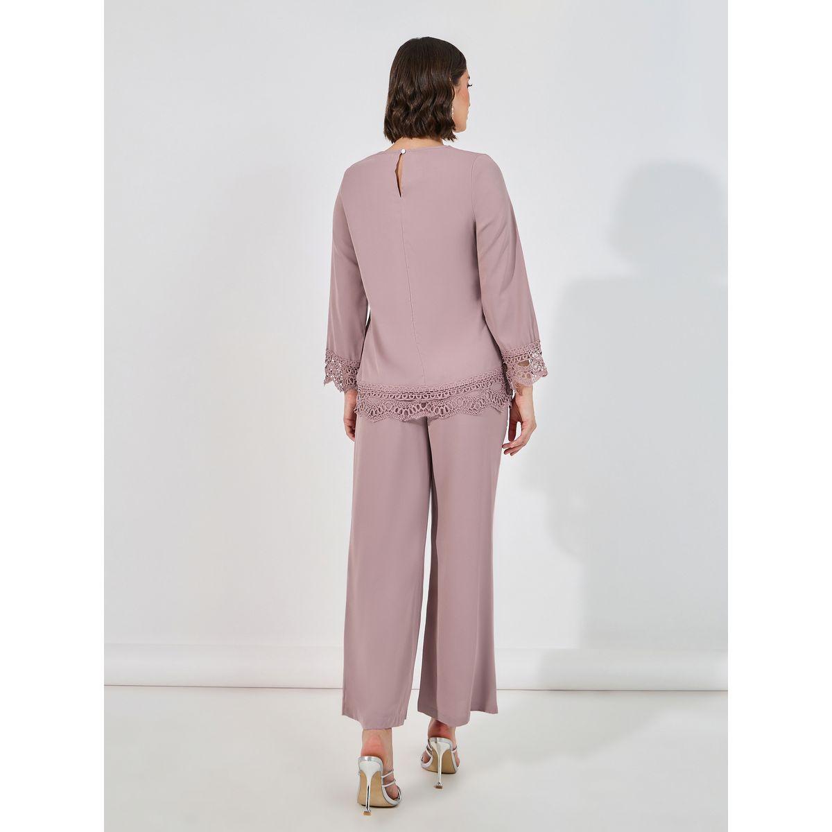 Amirah X Styli Lace Insert Top & Wide Leg Pants Modest Set-women-clothing-coordsets-image-4
