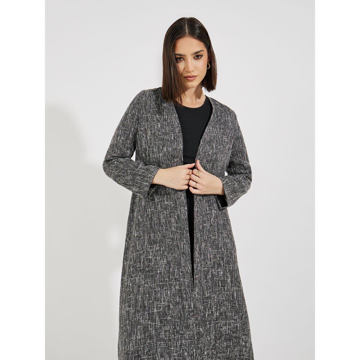 عباية طويلة مفتوحة بمظهر تويد-women-arabicclothing-abayas-image-2