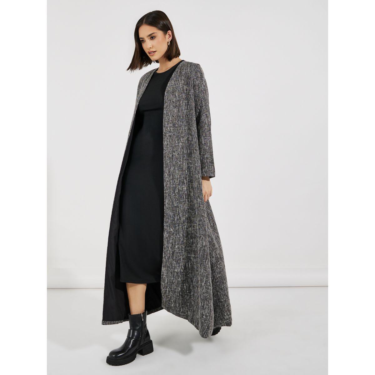 عباية طويلة مفتوحة بمظهر تويد-women-arabicclothing-abayas-image-4