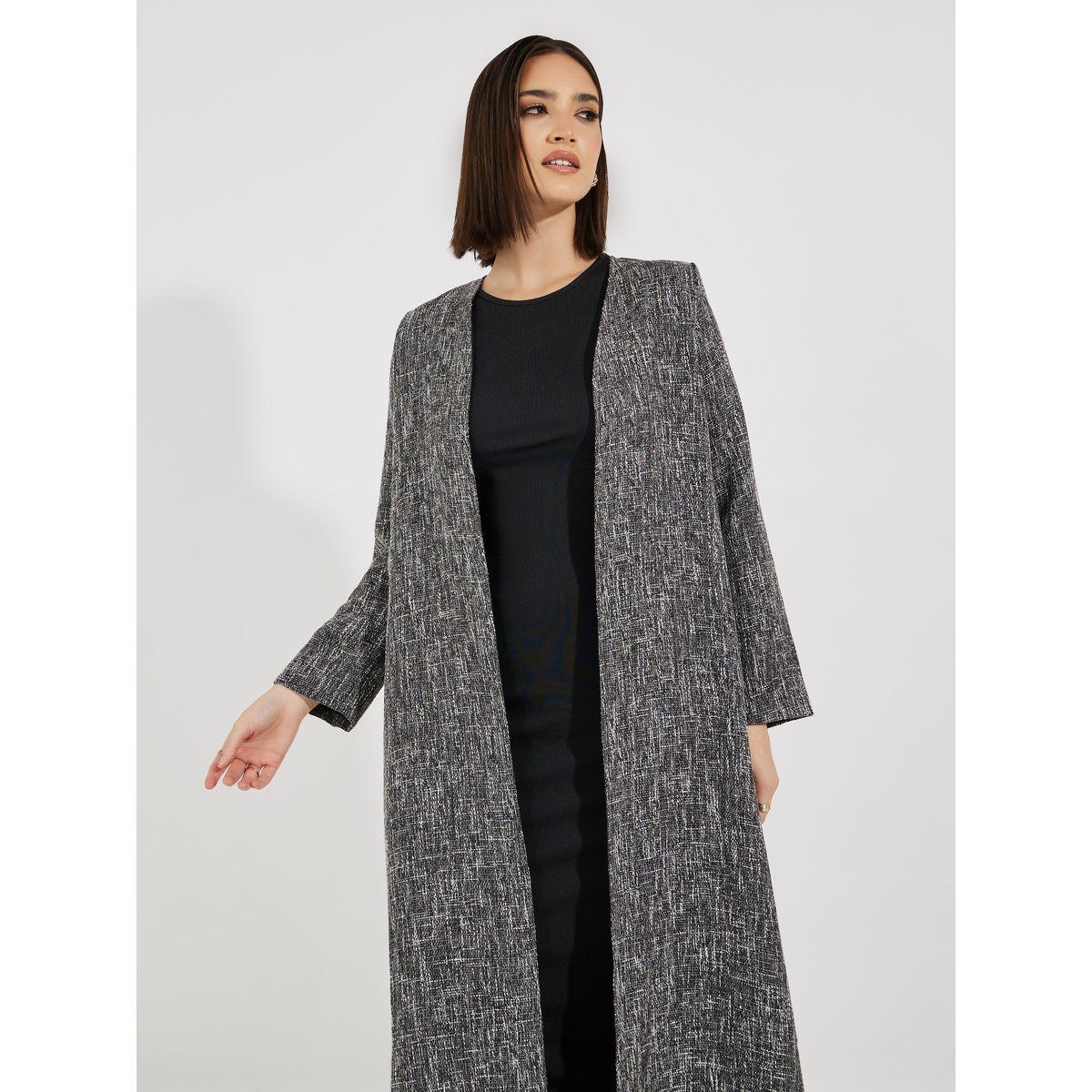 عباية طويلة مفتوحة بمظهر تويد-women-arabicclothing-abayas-image-5