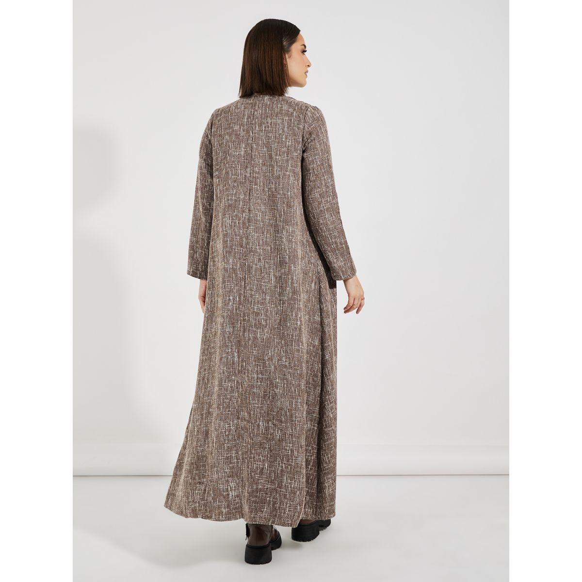 عباية طويلة مفتوحة بمظهر تويد-women-arabicclothing-abayas-image-6