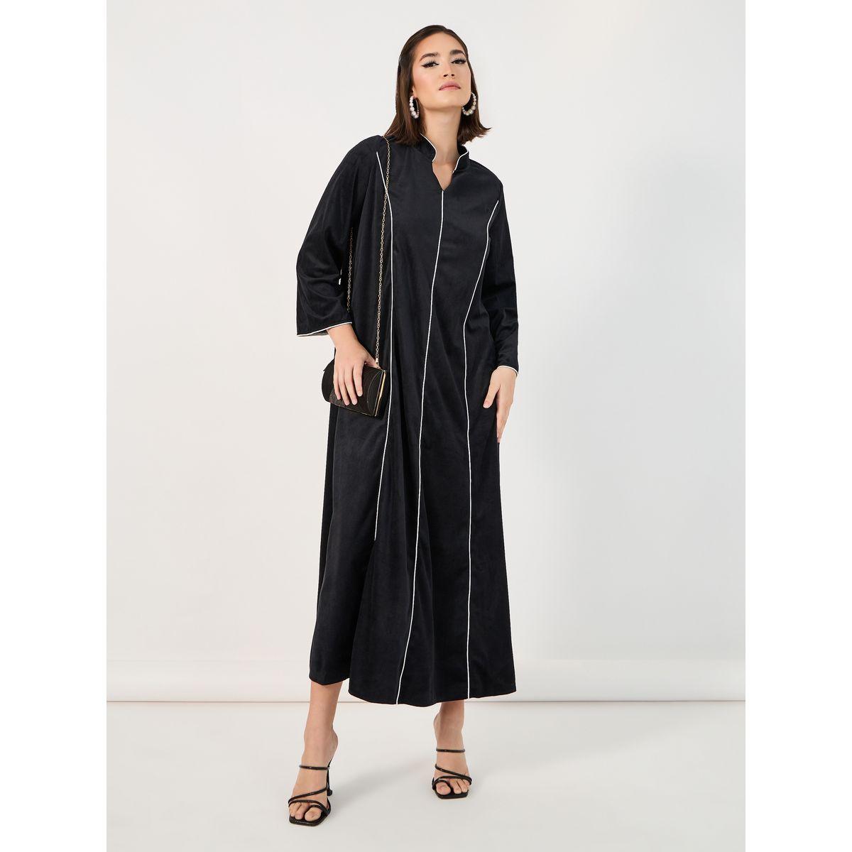 جلابية بياقة قائمة وتفاصيل محزوزة-women-arabicclothing-jalabiyas-image-1