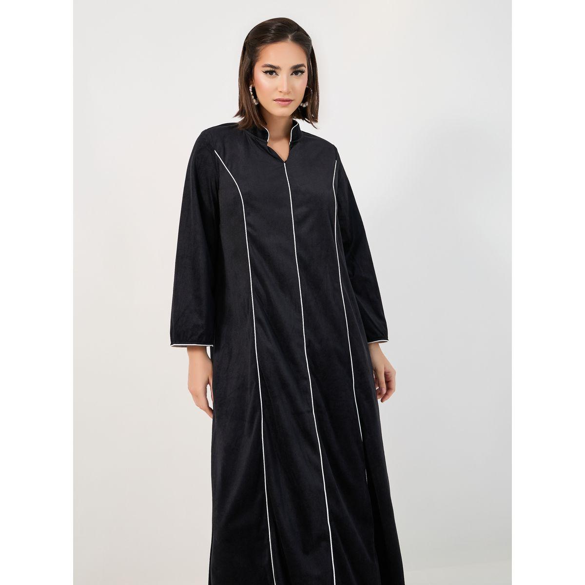 جلابية بياقة قائمة وتفاصيل محزوزة-women-arabicclothing-jalabiyas-image-2