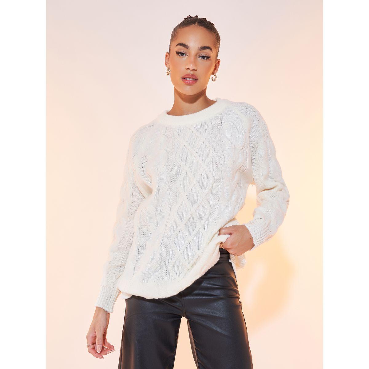 Styli Solid Round Neck Long Sleeve Sweaters-women-clothing-cardigansandjumpers-jumpers-image-1