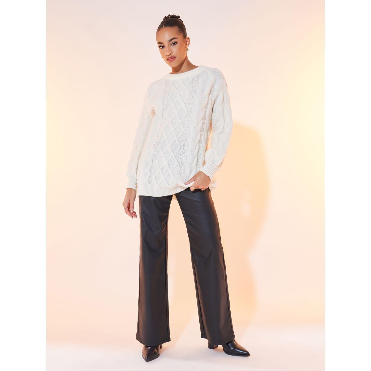 Styli Solid Round Neck Long Sleeve Sweaters-women-clothing-cardigansandjumpers-jumpers-image-2