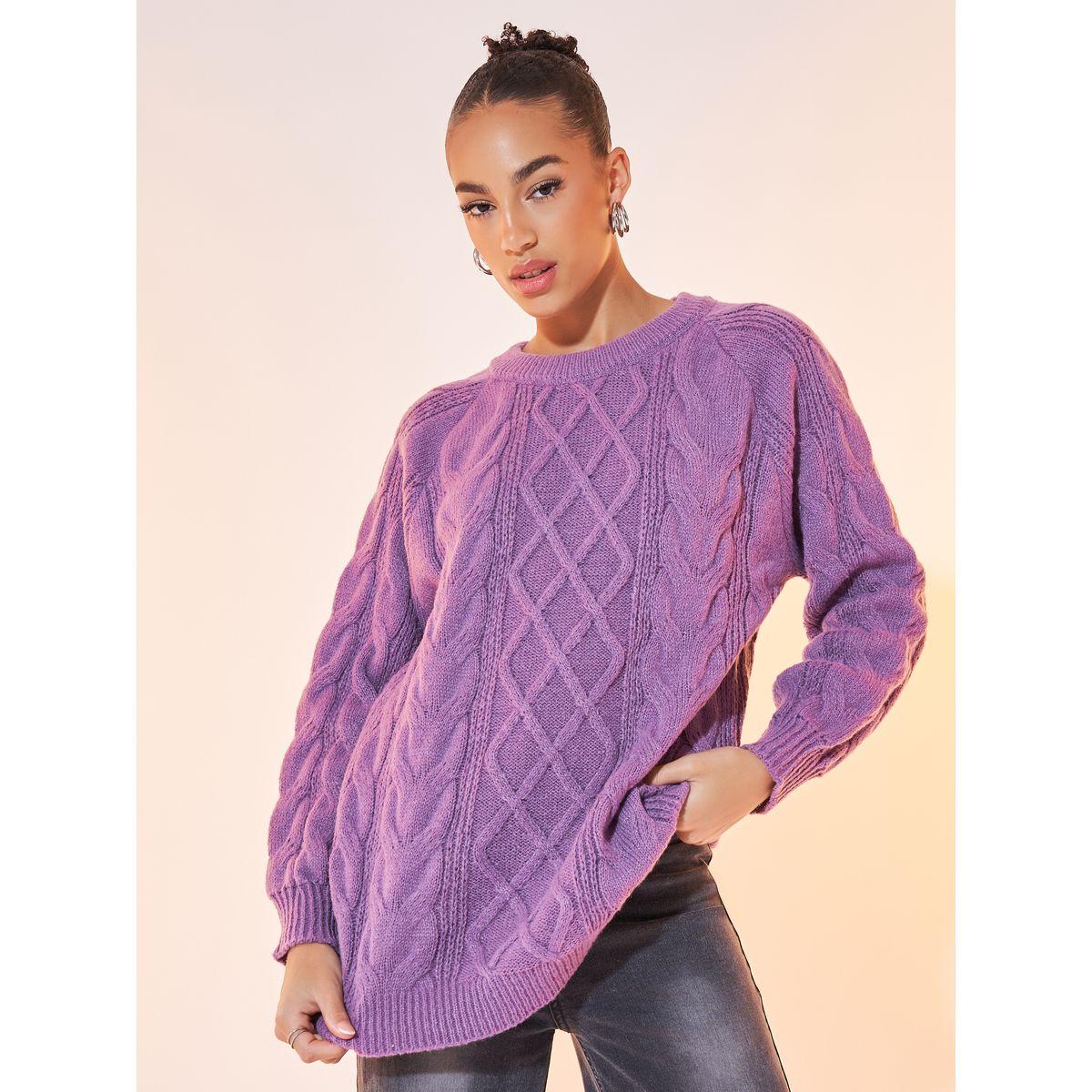 Styli Solid Round Neck Long Sleeve Sweaters-women-clothing-cardigansandjumpers-jumpers-image-1