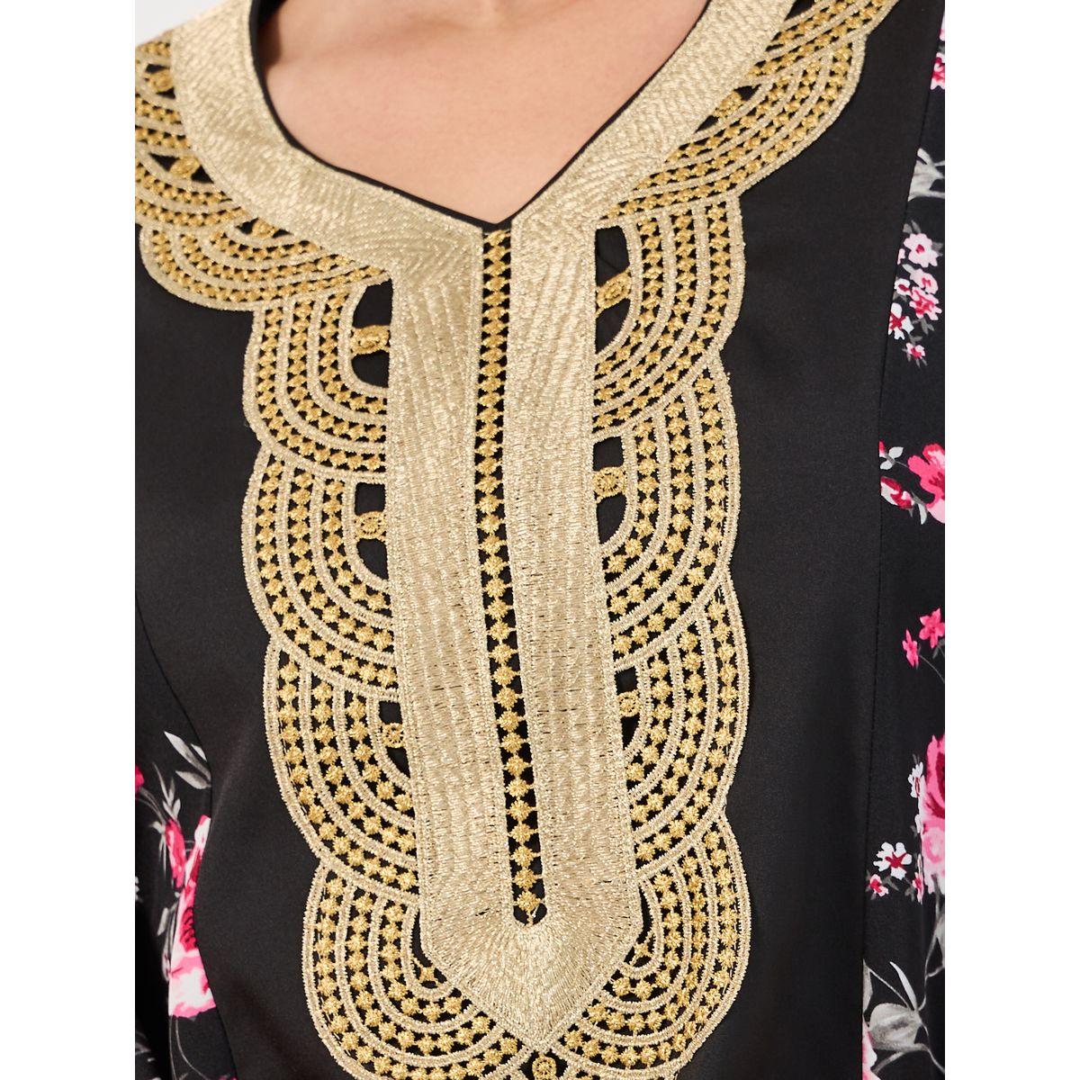 قفطان محبوك بنمط كتل الالوان-women-arabicclothing-kaftan-image-3