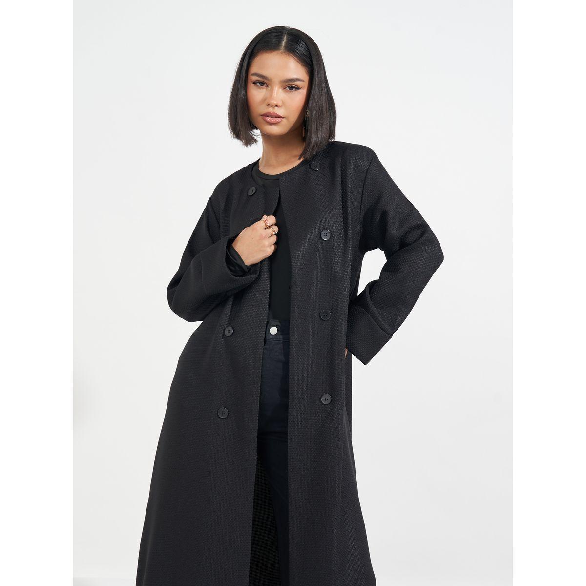 Styli Tweed Maxi Abaya with Button Detail-women-arabicclothing-abayas-image-2