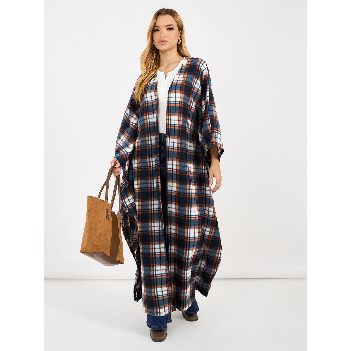 عباية كيب بنمط رداء مطبعة بطبعة مربعات-women-arabicclothing-abayas-image-1