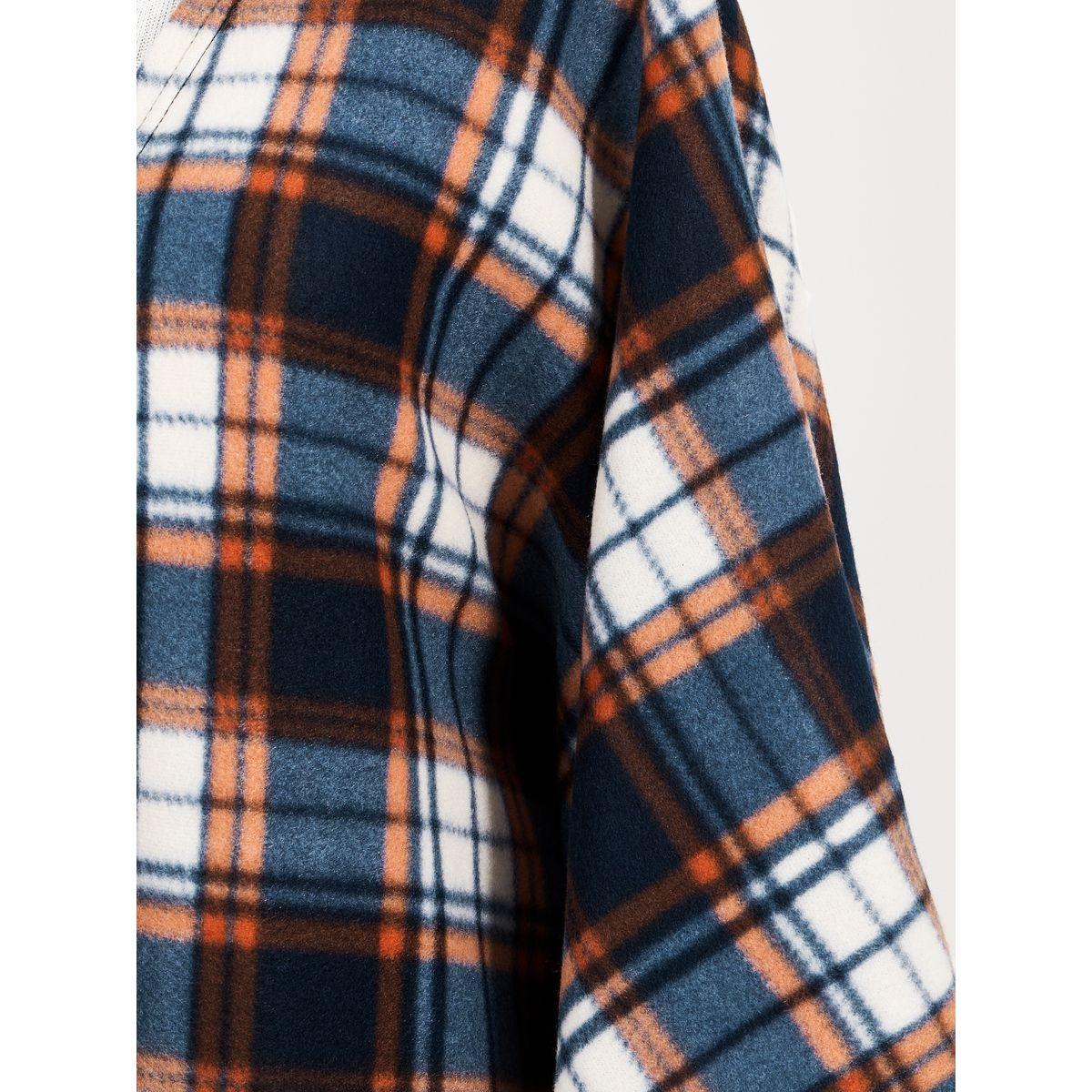 Styli Checked Pattern Wool Like Winter Cape Abaya-women-arabicclothing-abayas-image-4