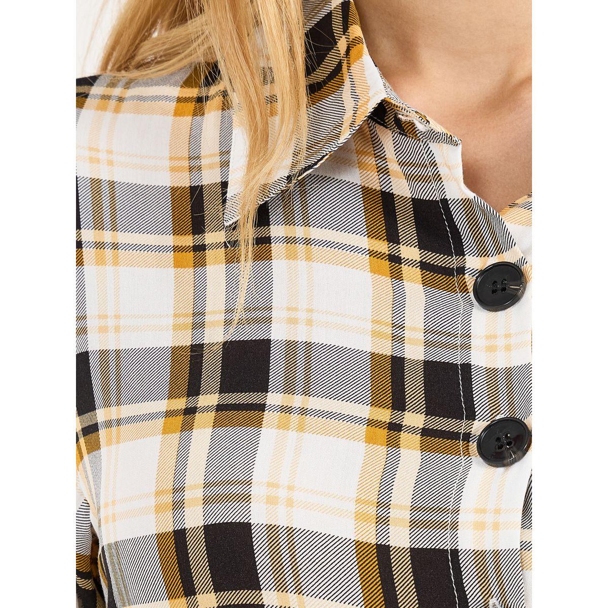 Styli Checked Shirt Midi Dress with Tie Belt-women-clothing-dresses-image-3