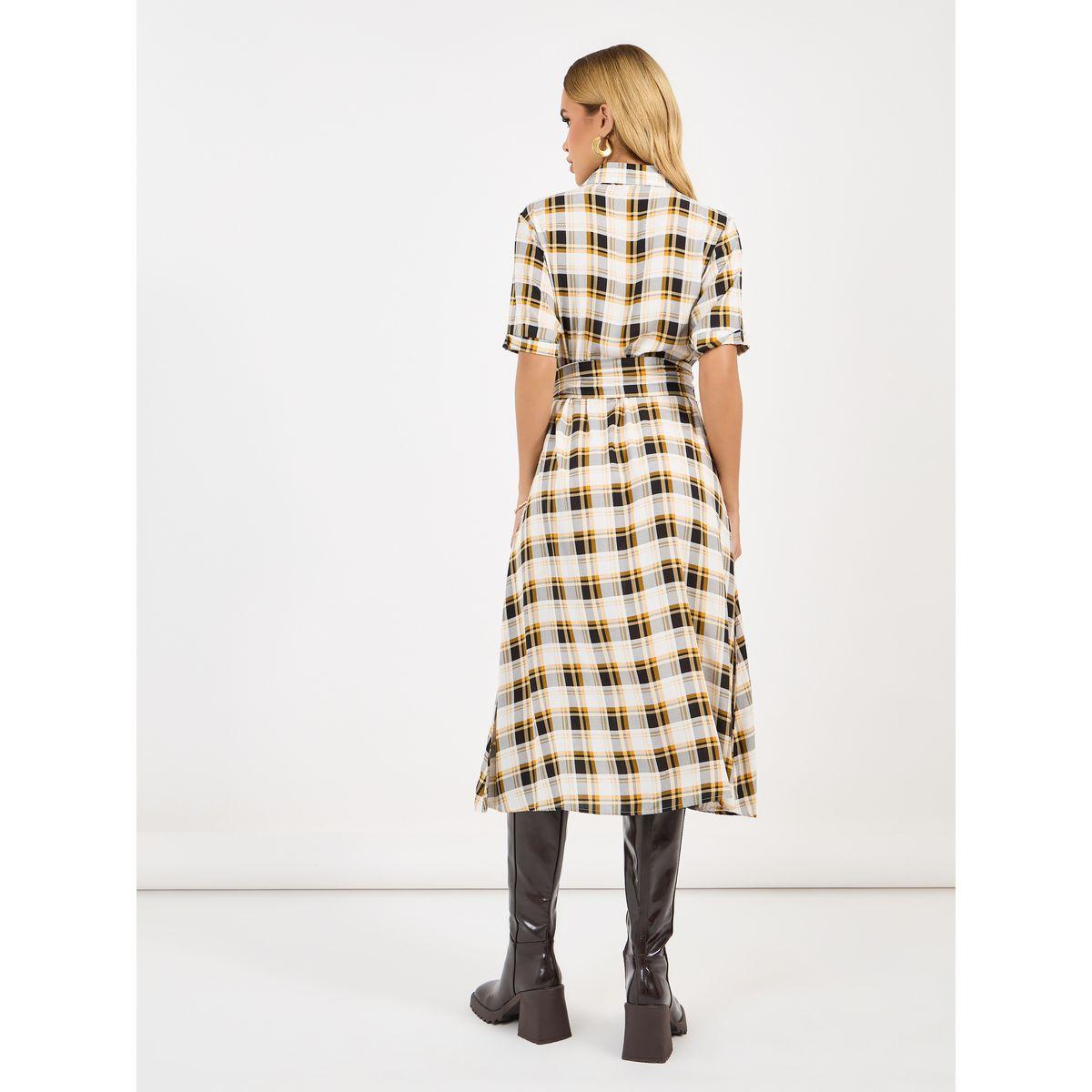 فستان ميدي بطبعة مربعات وحزام خصر-women-clothing-dresses-image-6