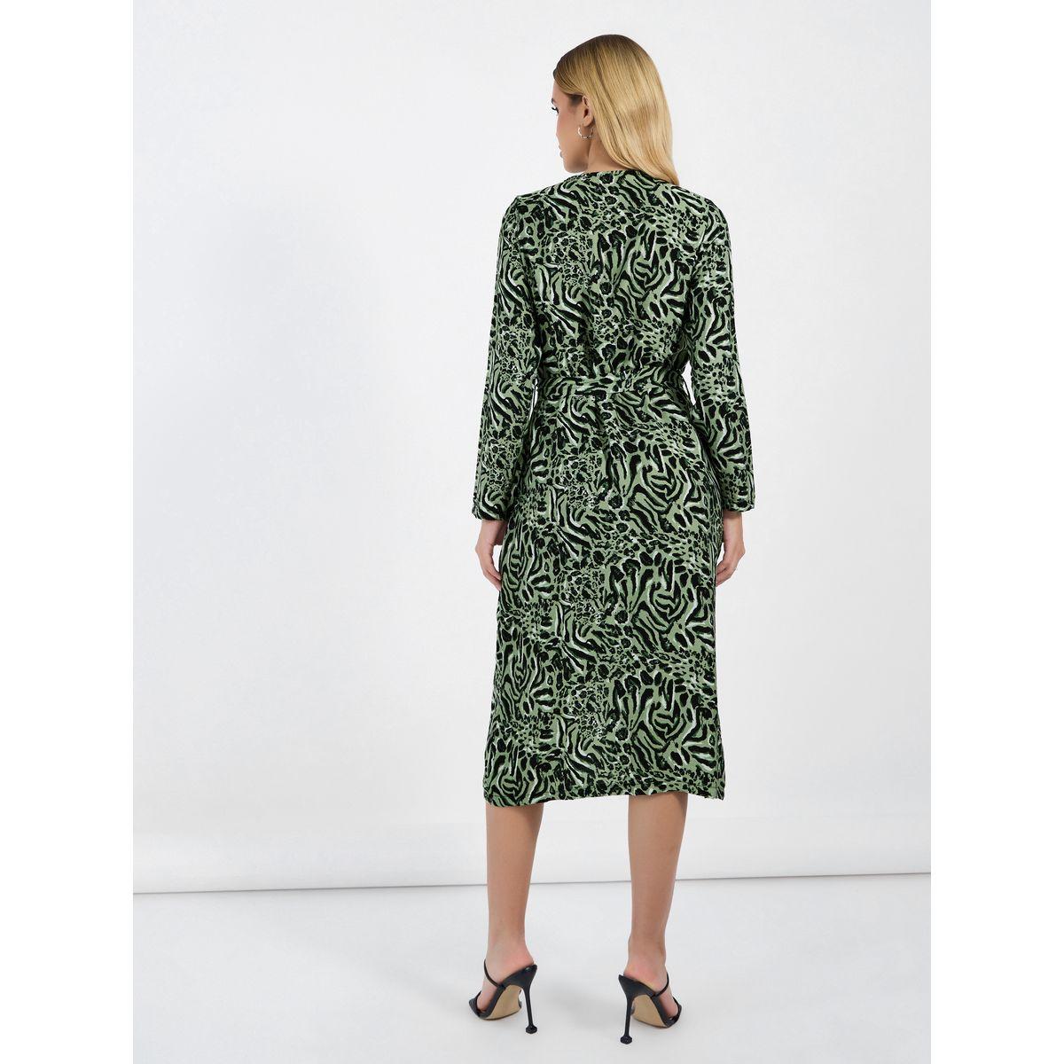 Styli Animal Print A-Line Midi Dress with Tie Belt-women-clothing-dresses-image-4