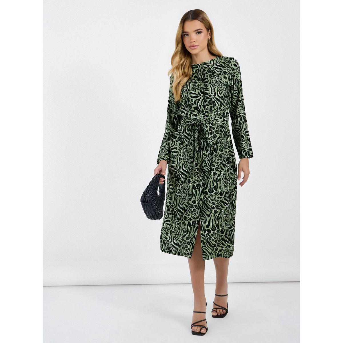 فستان ميدي بطبعة حيوان مع حزام-women-clothing-dresses-image-6