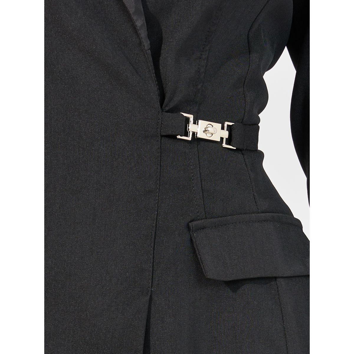 Styli Lapel Collar Buckle Detail Blazer Knee Length Dress-women-clothing-dresses-image-3