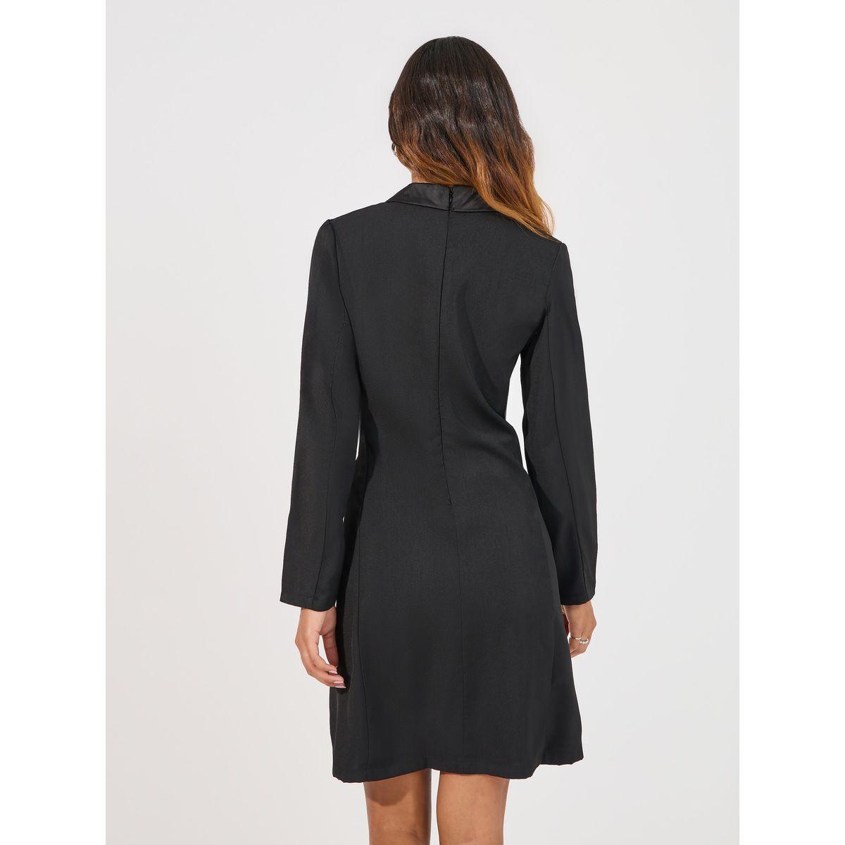 Styli Lapel Collar Buckle Detail Blazer Knee Length Dress-women-clothing-dresses-image-6
