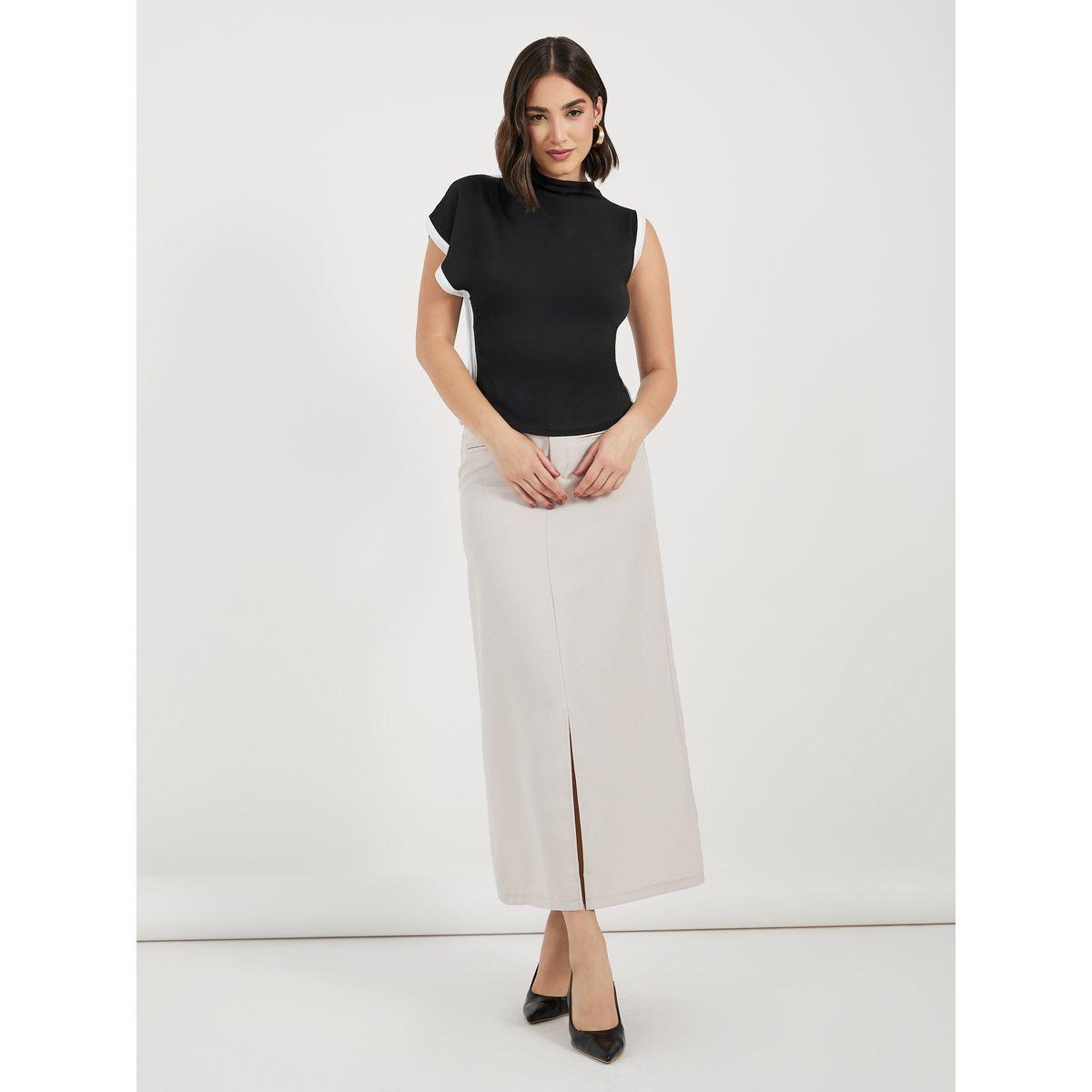 Styli High Neck Contrast Trim Top-women-clothing-shirtsandblouses-blouses-image-2