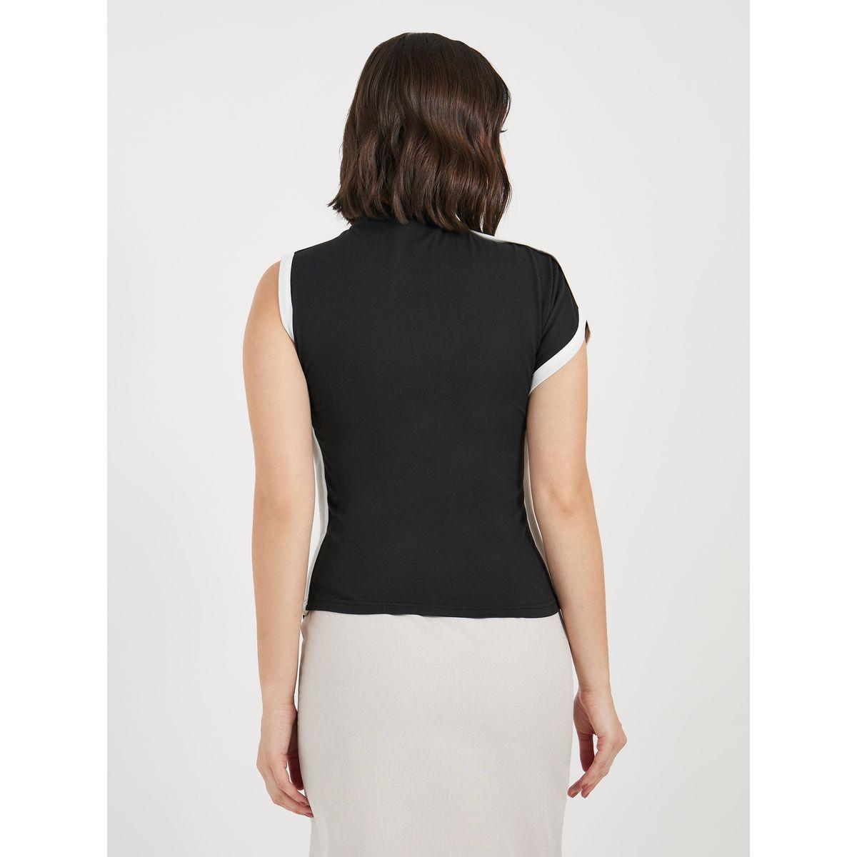 Styli High Neck Contrast Trim Top-women-clothing-shirtsandblouses-blouses-image-4