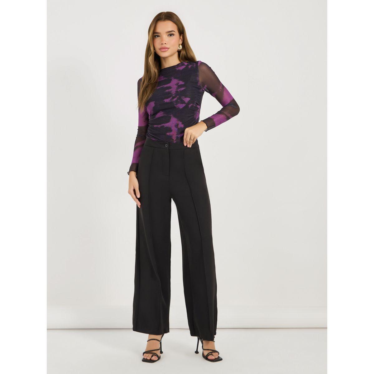 بنطال بأرجل واسعة وخصر عالي مع حزوز-women-clothing-bottoms-trousers-image-1