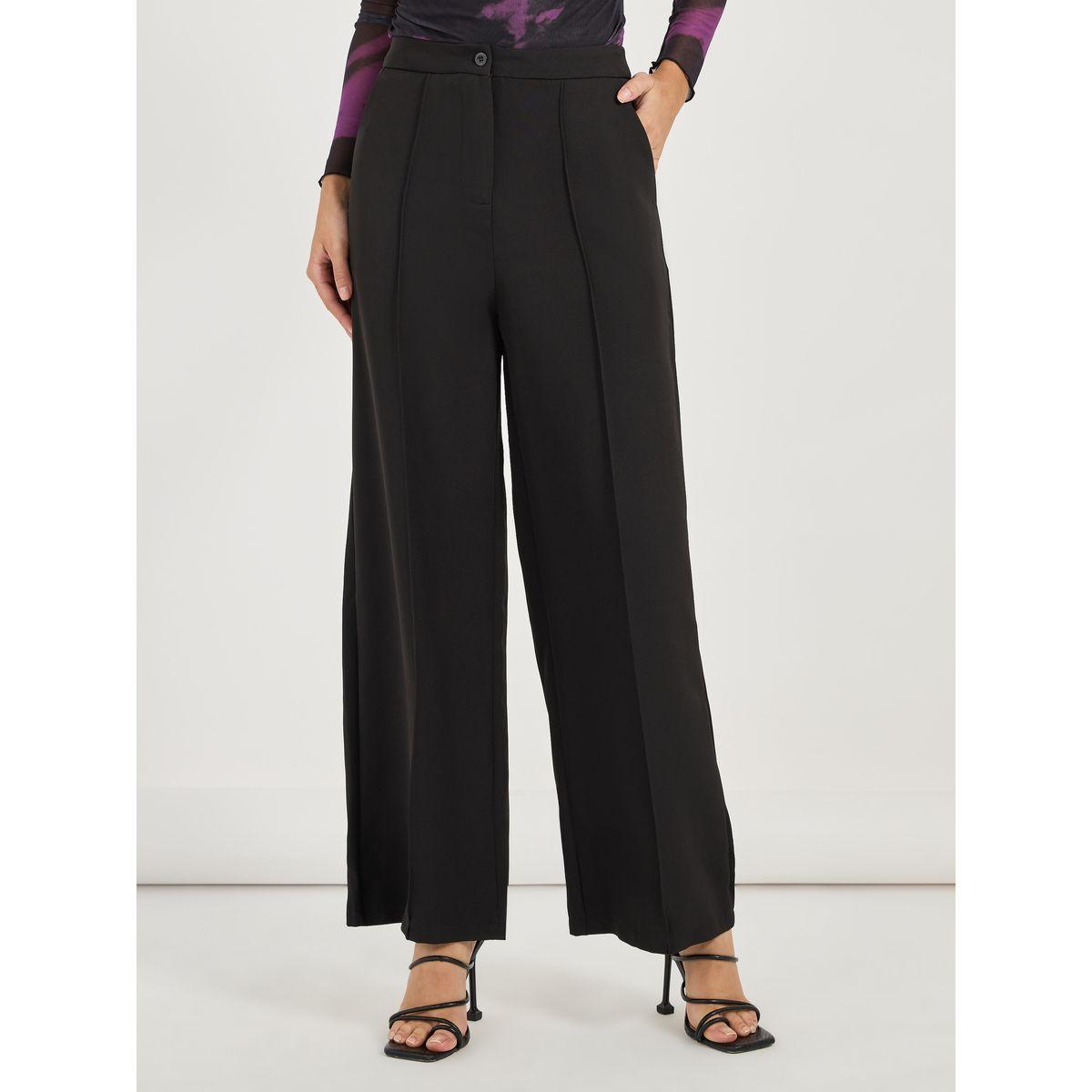 بنطال بأرجل واسعة وخصر عالي مع حزوز-women-clothing-bottoms-trousers-image-2