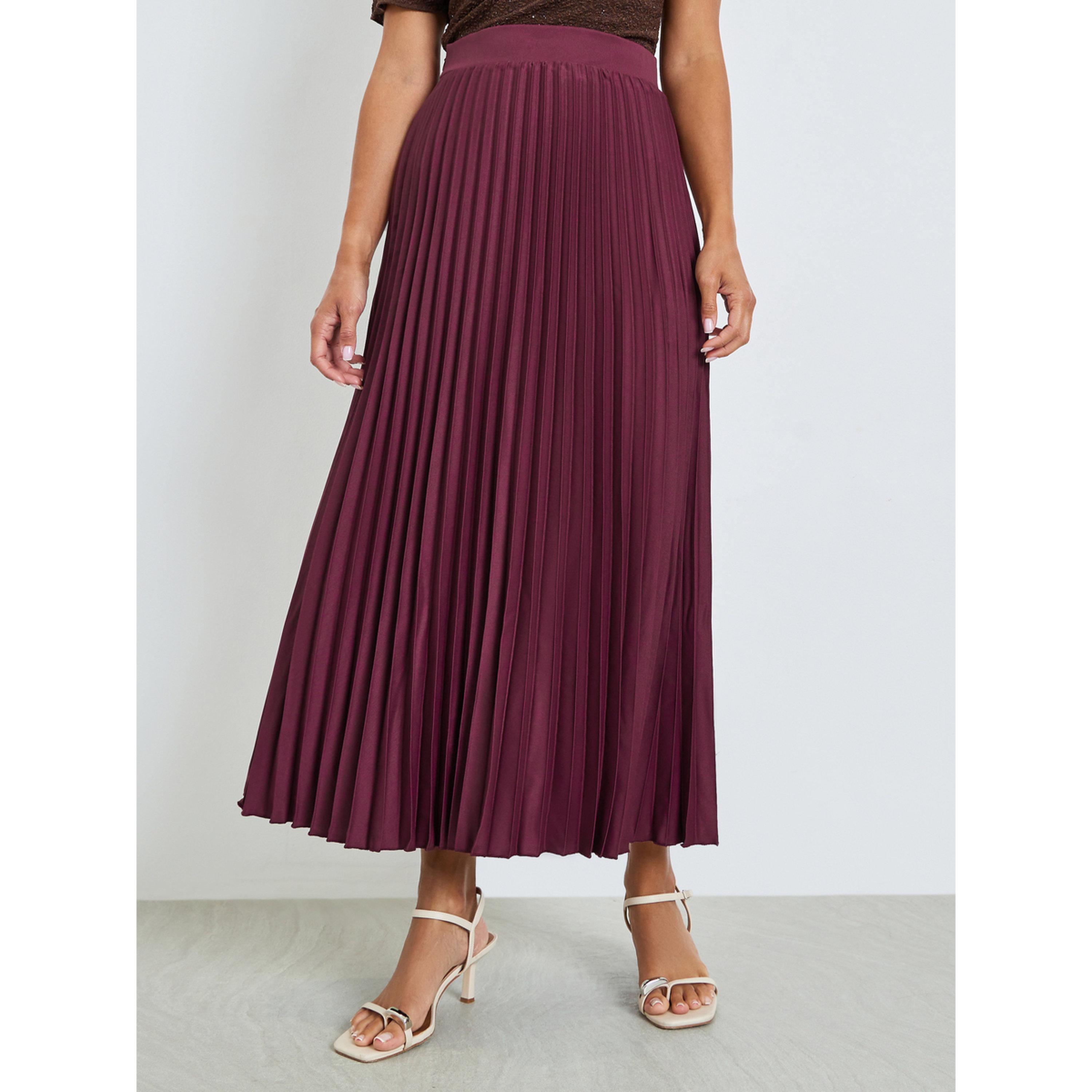 تنورة ميدي بكسرات وحافة واسعة-women-clothing-bottoms-skirts-image-1