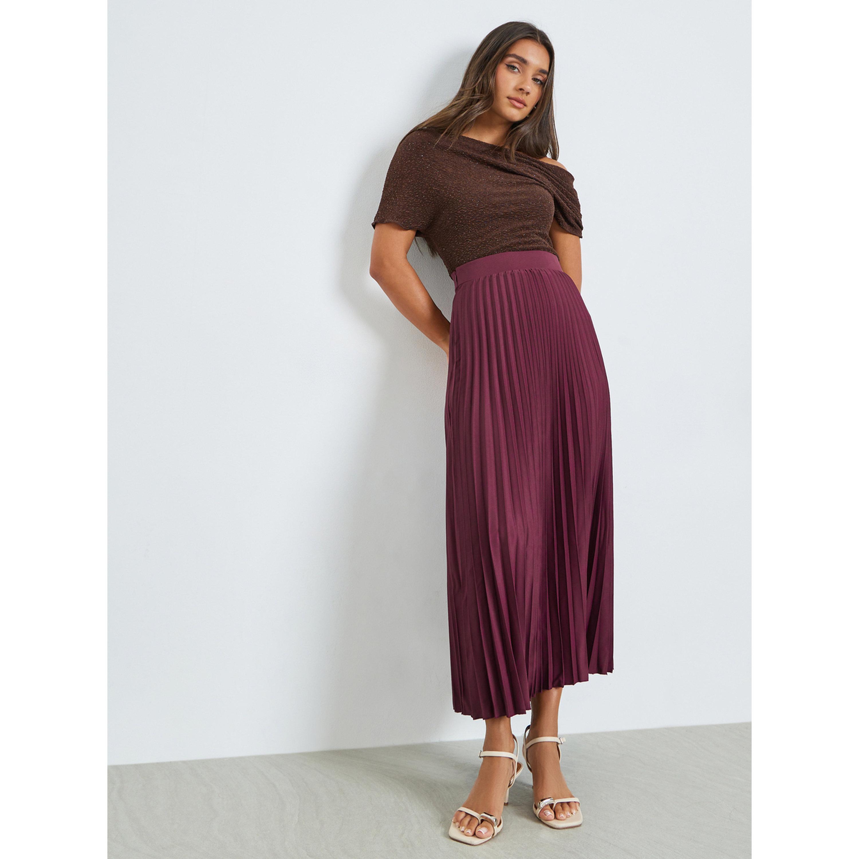 تنورة ميدي بكسرات وحافة واسعة-women-clothing-bottoms-skirts-image-2