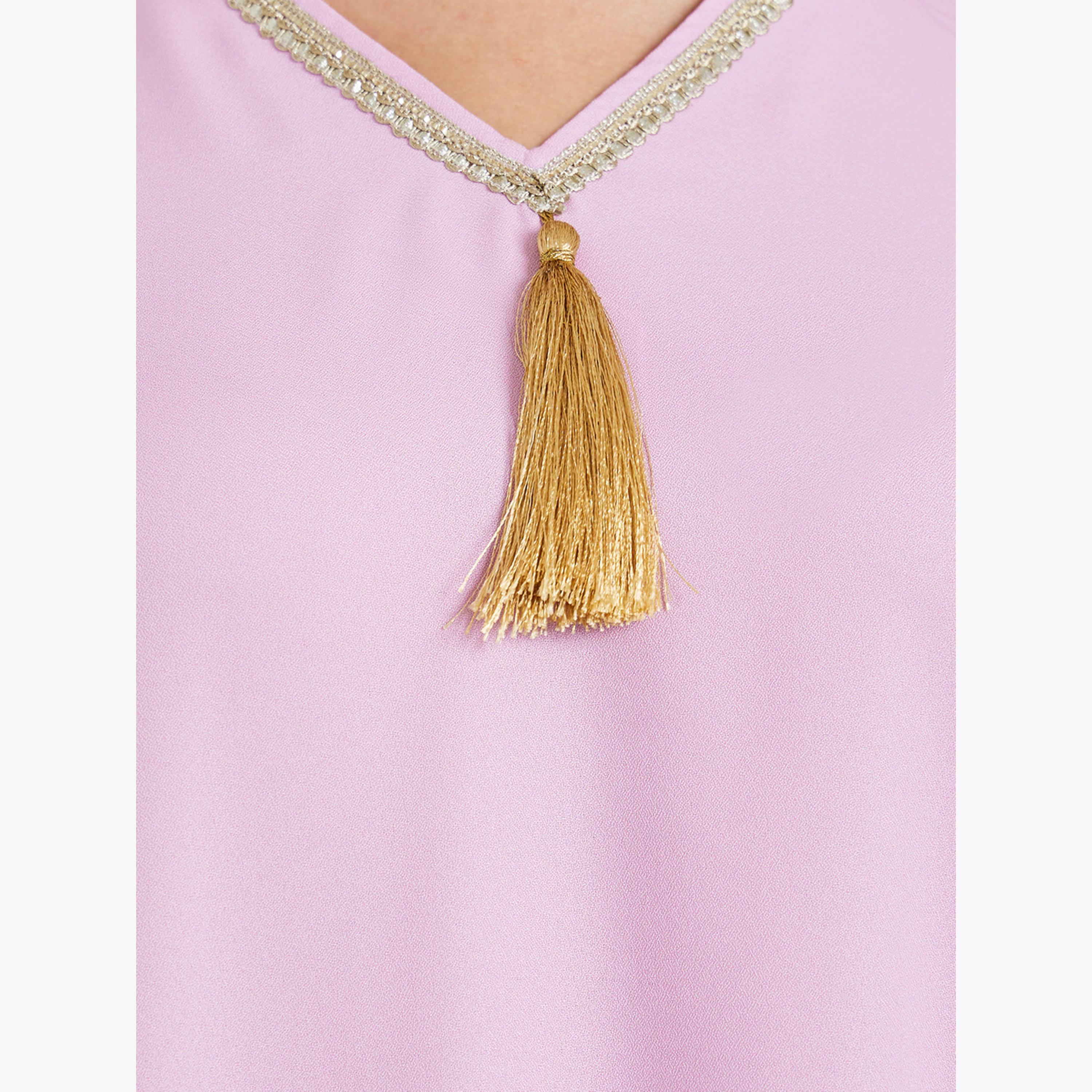 Styli Women Pink Printed Crepe A-Line Jalabiya-women-arabicclothing-jalabiyas-image-4
