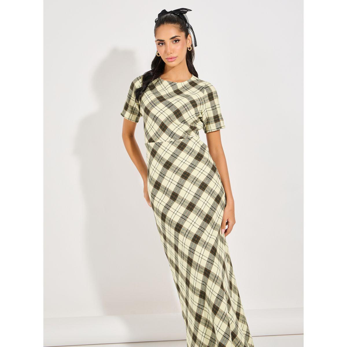 فستان طويل مطبع بطبعة مربعات-women-clothing-dresses-image-2