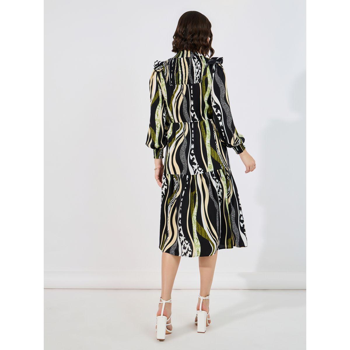 فستان ميدي بحافة واسعة وطبعة مجردة-women-clothing-dresses-image-6