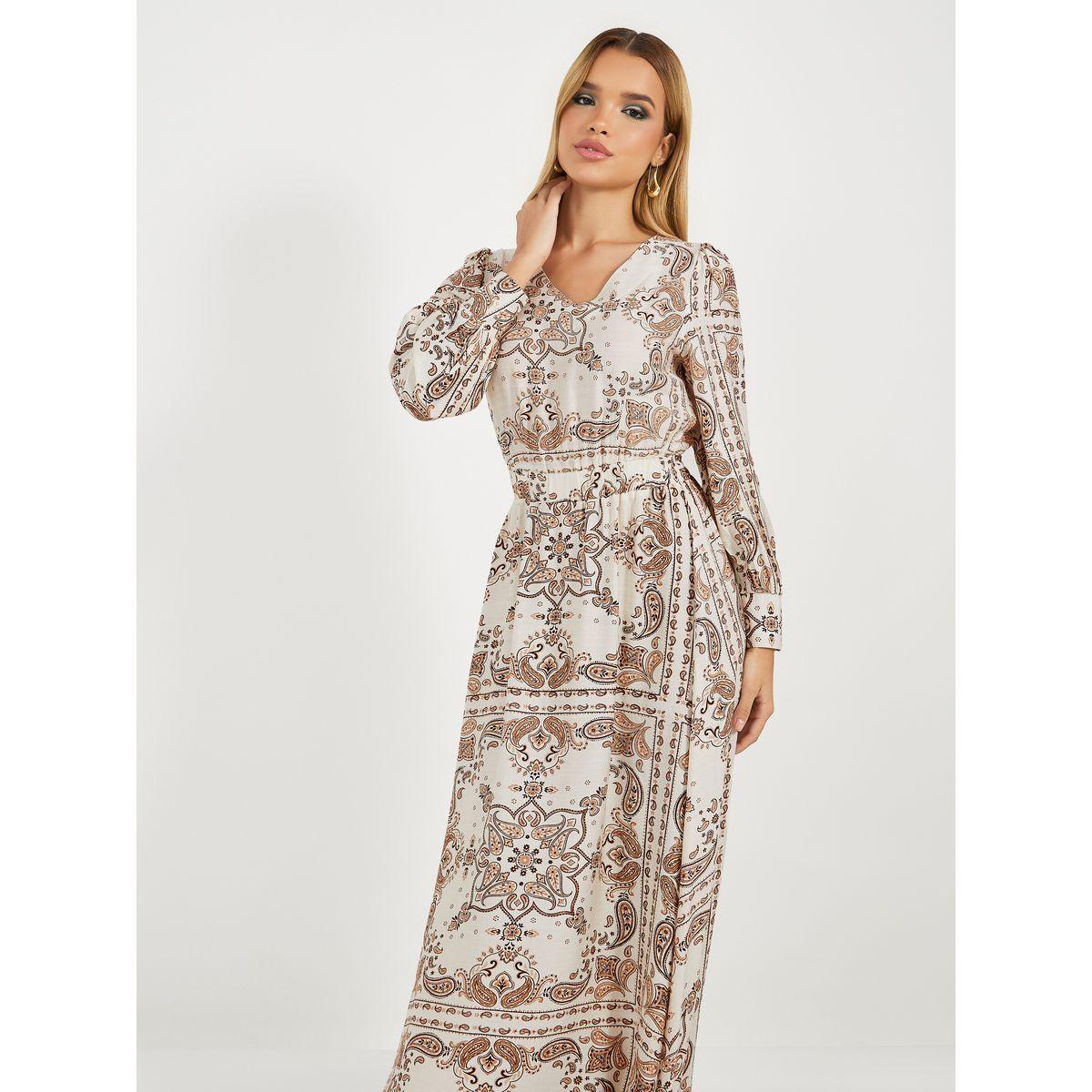 Styli All-Over Print Long Sleeves A-Line Maxi Dress-women-clothing-dresses-image-2